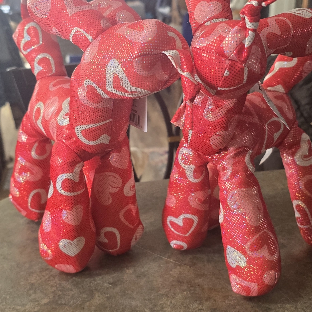 Heart Patterned Red Decorative Balloon Puppies Stuffies